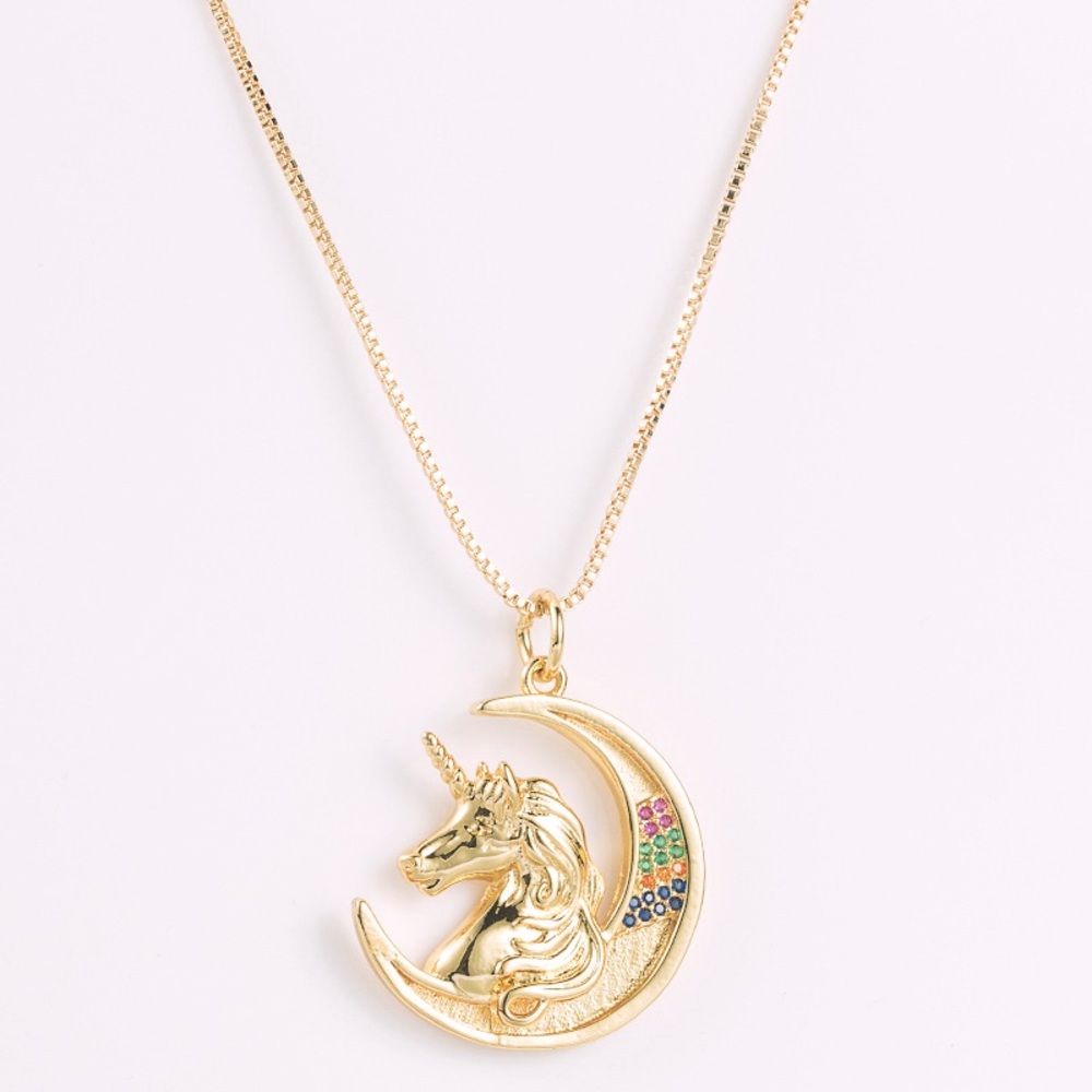 MoonUnicorn Pendant with multicolor zircon stones